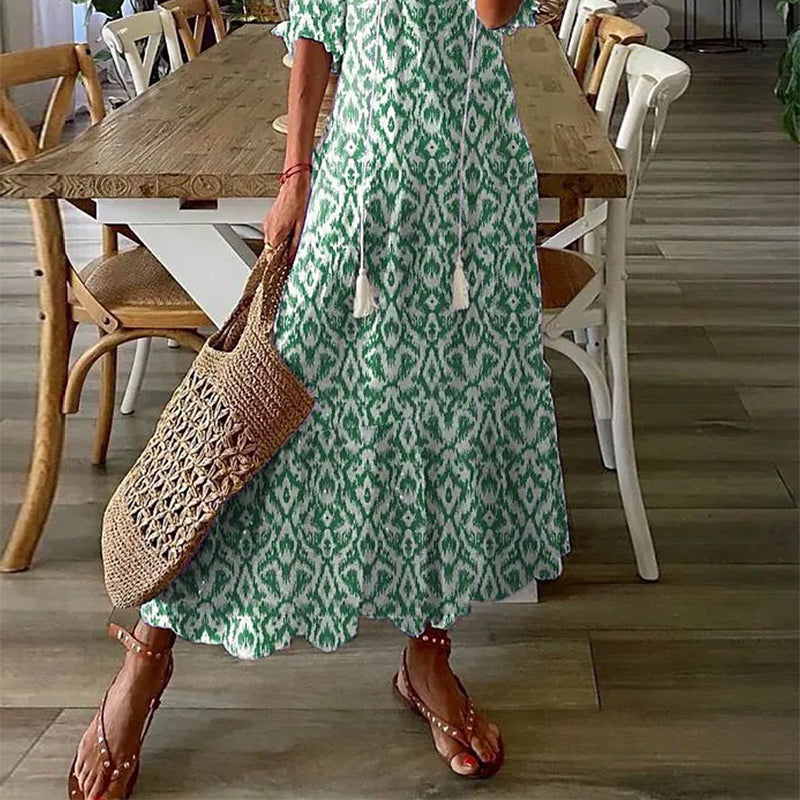 Dress : ARIA | Boho Tummy Coverage Dress in Green (Almost sold out) van Paper Favor