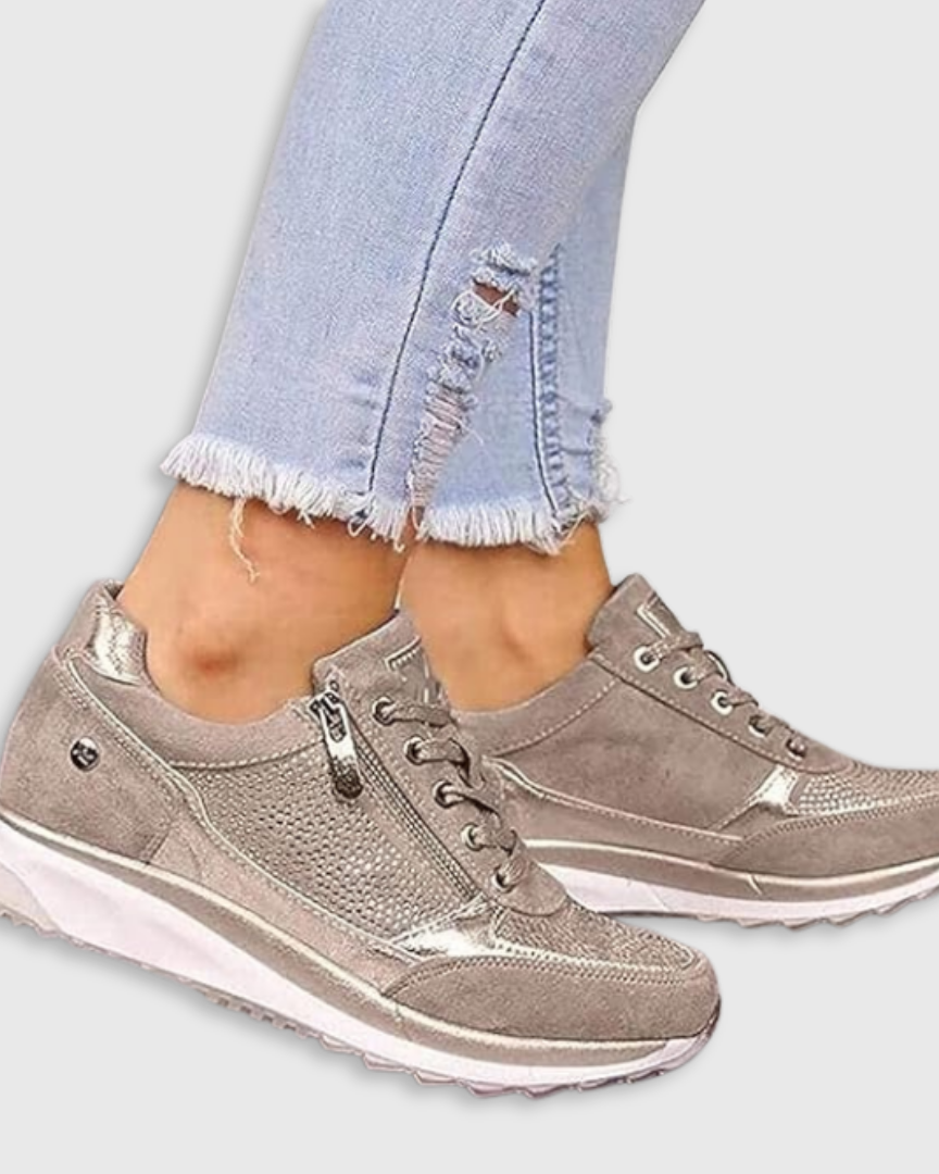 : Ginette - Zip-Up Orthopedic Sneakers in van Paper Favor