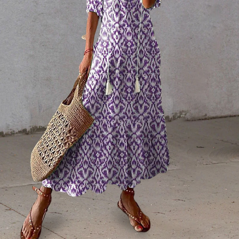 Dress : ARIA | Boho Tummy Coverage Dress in Purple (Almost sold out) van Paper Favor