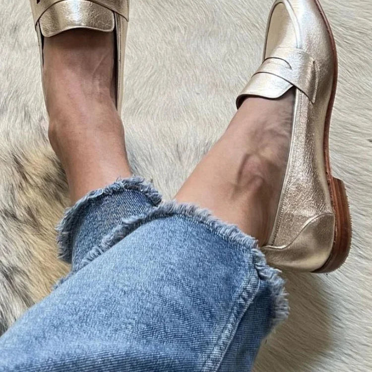 Women's SHINY LIGHT GOLD LOAFER