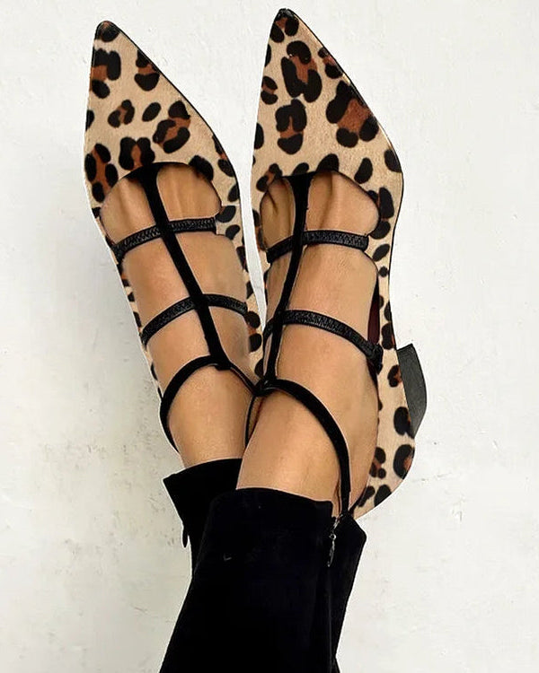 : Bridget - Heeled Shoes with Leopard Strap in Leopard van Paper Favor
