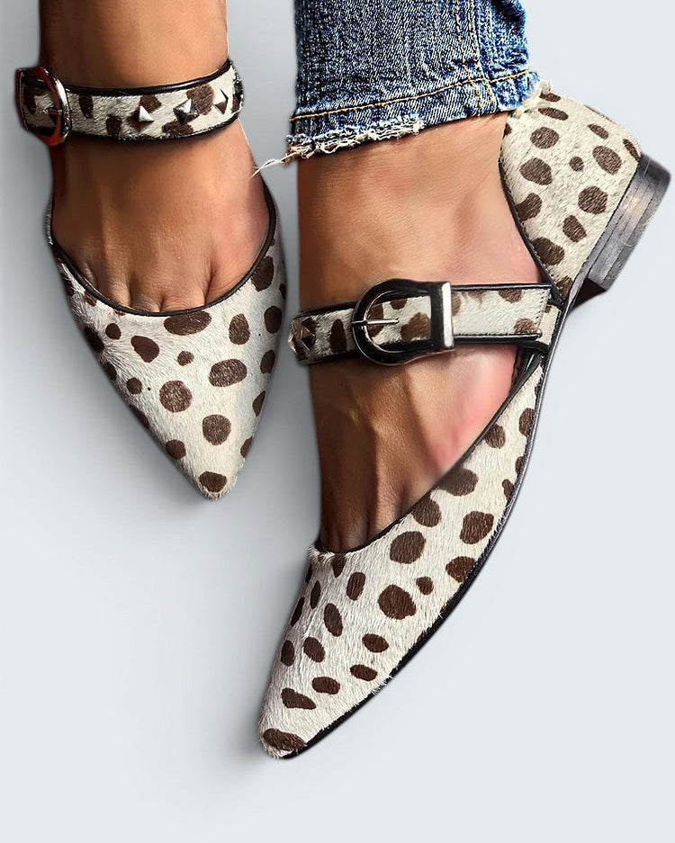 : Lucia - Leopard Accent Flats in Beige van Paper Favor