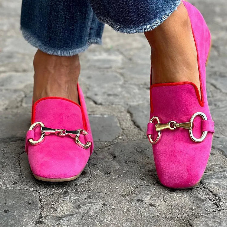Neon Fluorescent Loafers with Metallic Accents