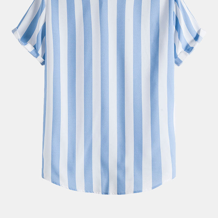 Men's Bold Wide-Stripes Print Shirt & Swim Shorts Set