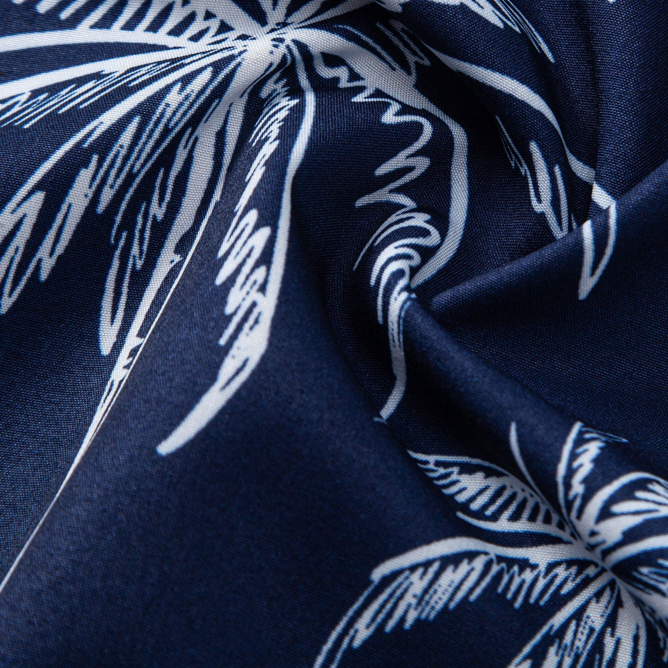 Men's Palm Tree Island Print Button-Up Shirt & Drawstring Swim Shorts