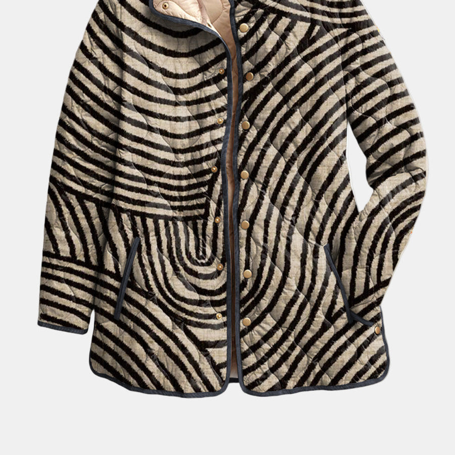 Women > Jackets : Women's Inaya Retro-Inspired Quilted Jacket with Hand-Drawn Circle in Multicolour van Paper Favor