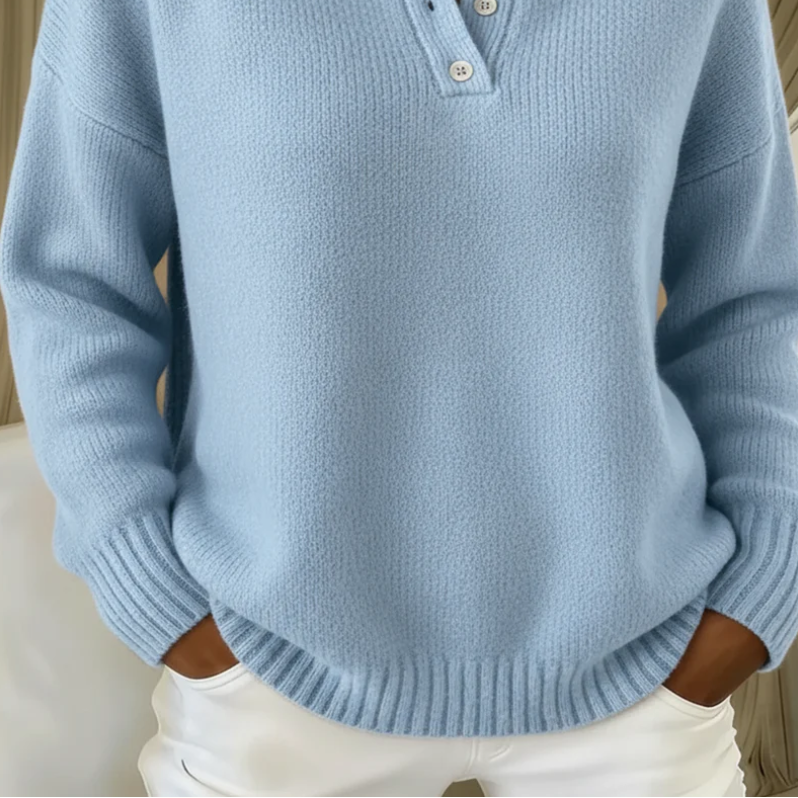 Women's Cozy Soft Knit Polo Sweater