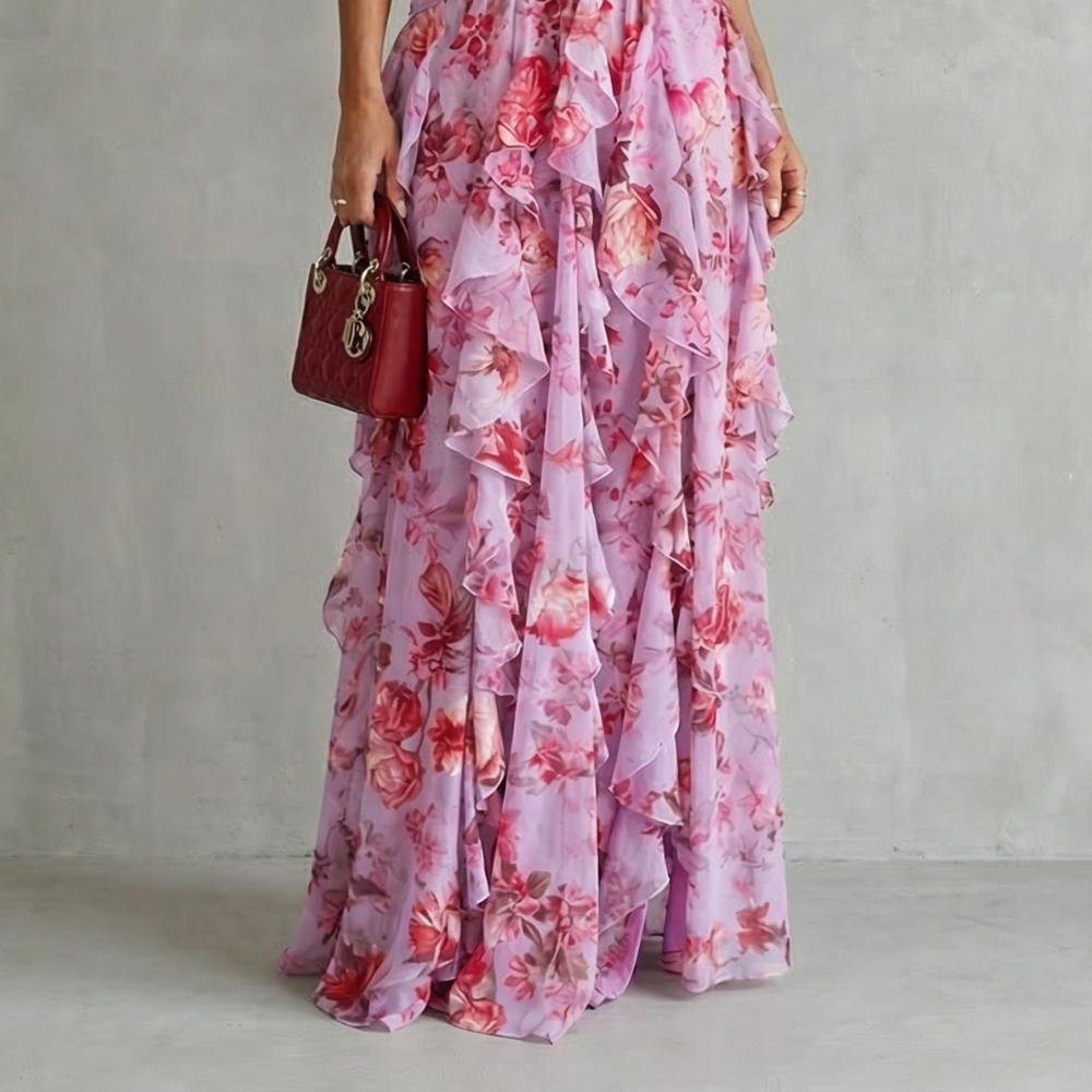 Maxi Dresses : Belladina | Halter Maxi Dress in Pink van Cow Clothing