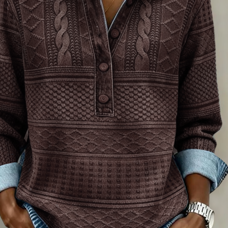 Elegant Half-Button Collar Sweatshirt