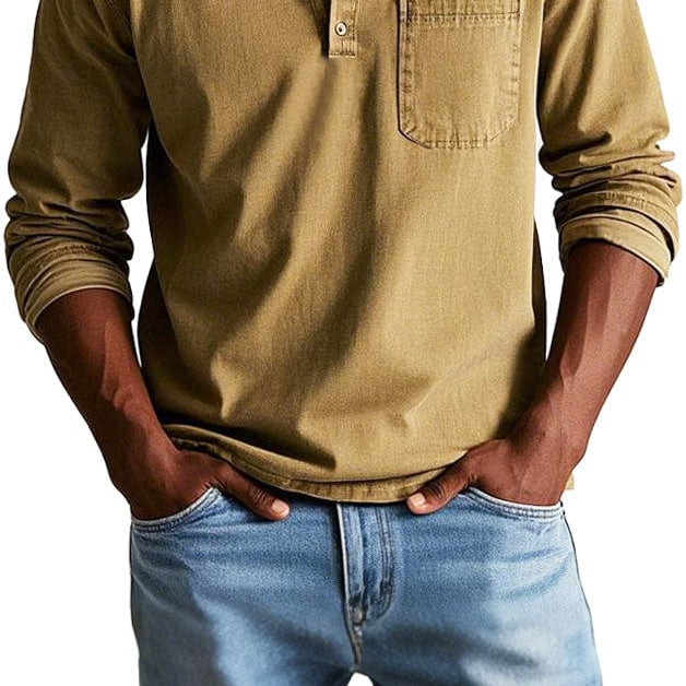 Casual Shirt : Finn | Vintage Casual Shirt - Timeless Style, Everyday Comfort in Khaki van Paper Favor
