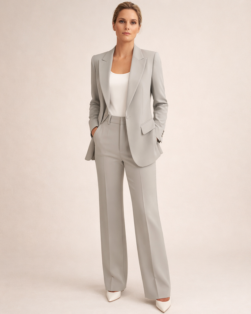 : Vanessa™ | Elegant suit set with flared trousers in Gray van Paper Favor
