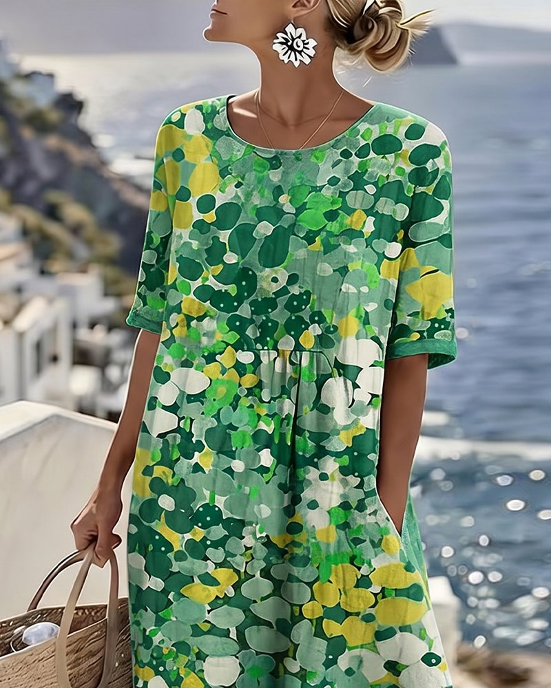 Dresses : ELENA™ - ELEGANT FLORAL SUMMER MIDI DRESS in van Paper Favor