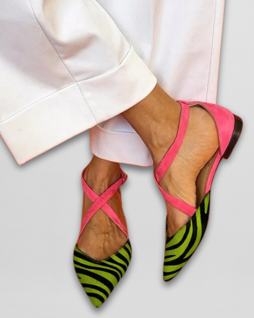 : Fern - Ballet Flats with Straps in Green van Paper Favor