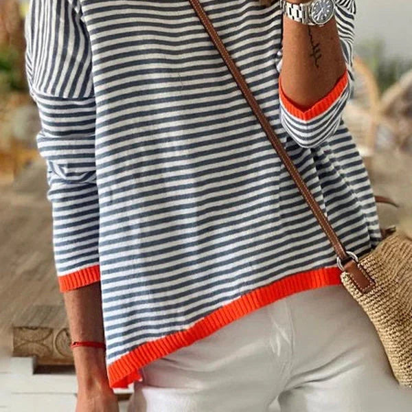 Pull : Sophie - Striped Long Sleeve Top in White van Paper Favor