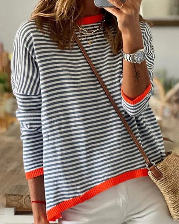 Pull : Sophie - Striped Long Sleeve Top in White van Paper Favor