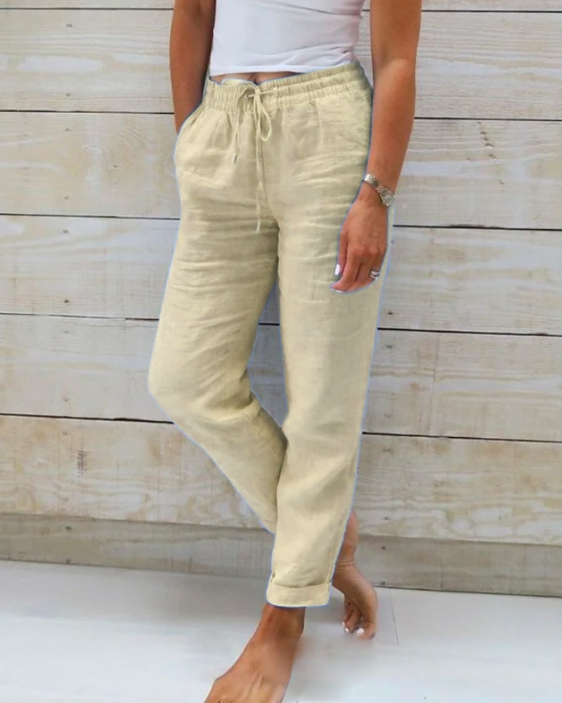 Serena - Relaxed Linen Trousers - Alurea & Co.