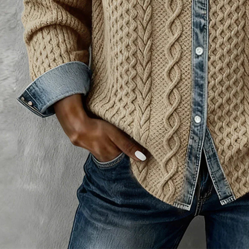 Denim Patchwork Shirt - Boho-Chic Style with Crafted Details