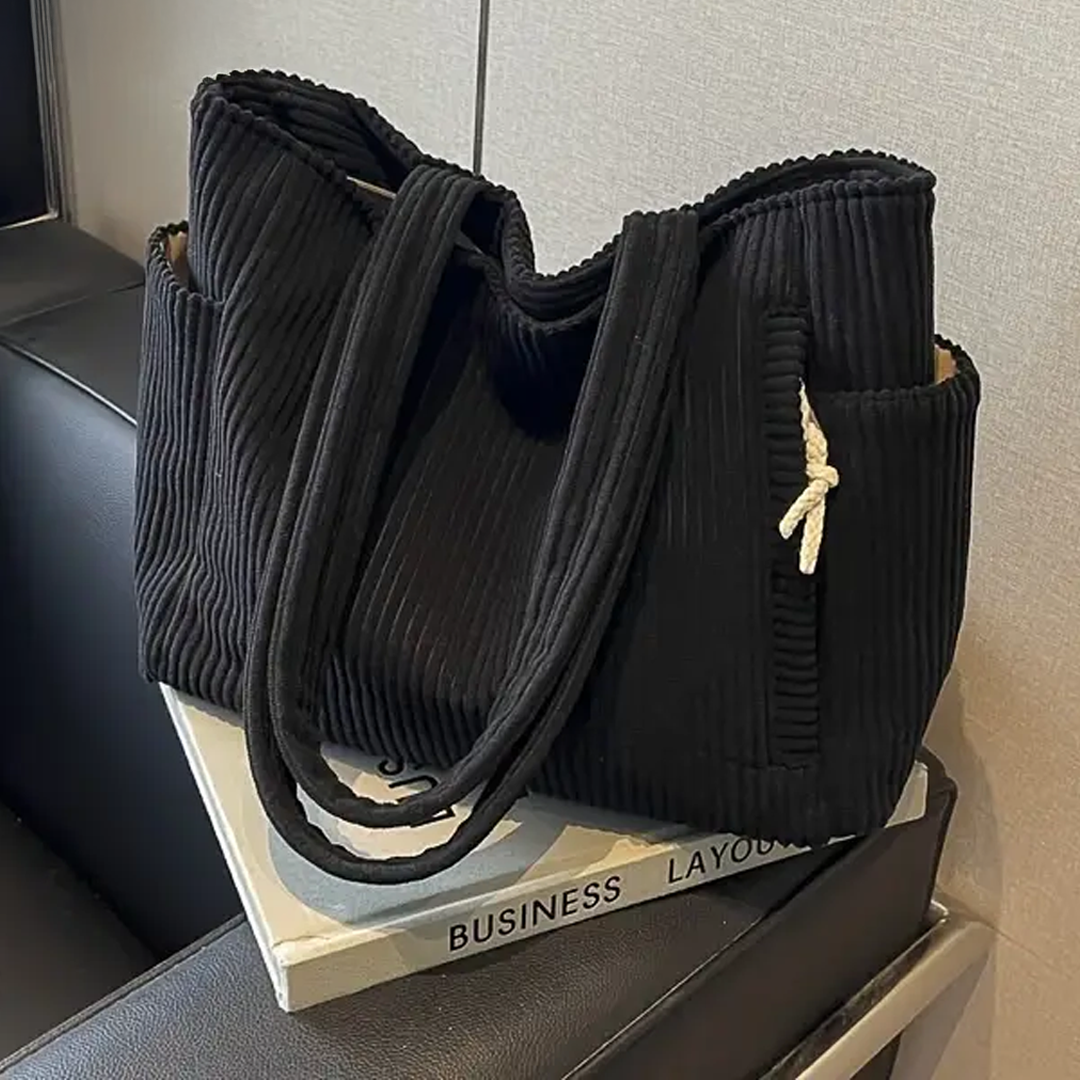 Tilda Ribbed Tote Bag with Cord Detailing