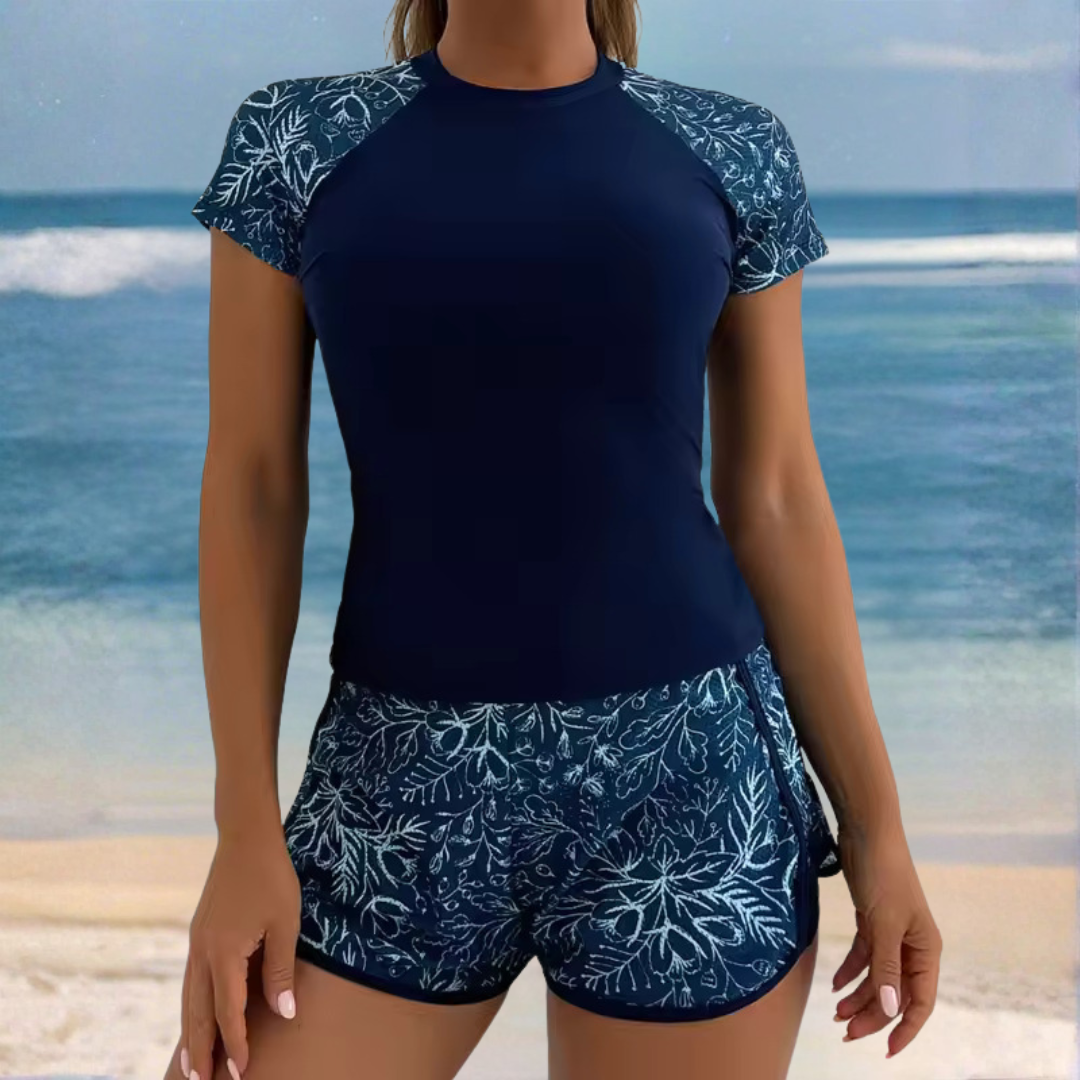 Women's Flattering Short-Sleeved Two-Piece Bikini Set