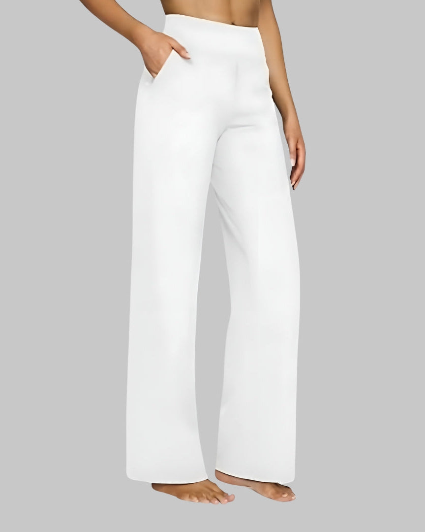 : Elara - Comfort Stretch Pants in White van Paper Favor