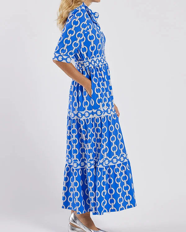 Dress : HAZEL | Chain Link Midi Dress in van Paper Favor