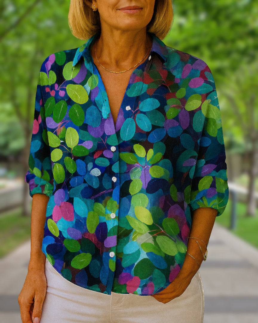 Blouse : Catalina Vibrant Artistic Print in Urban Spectrum van Paper Favor