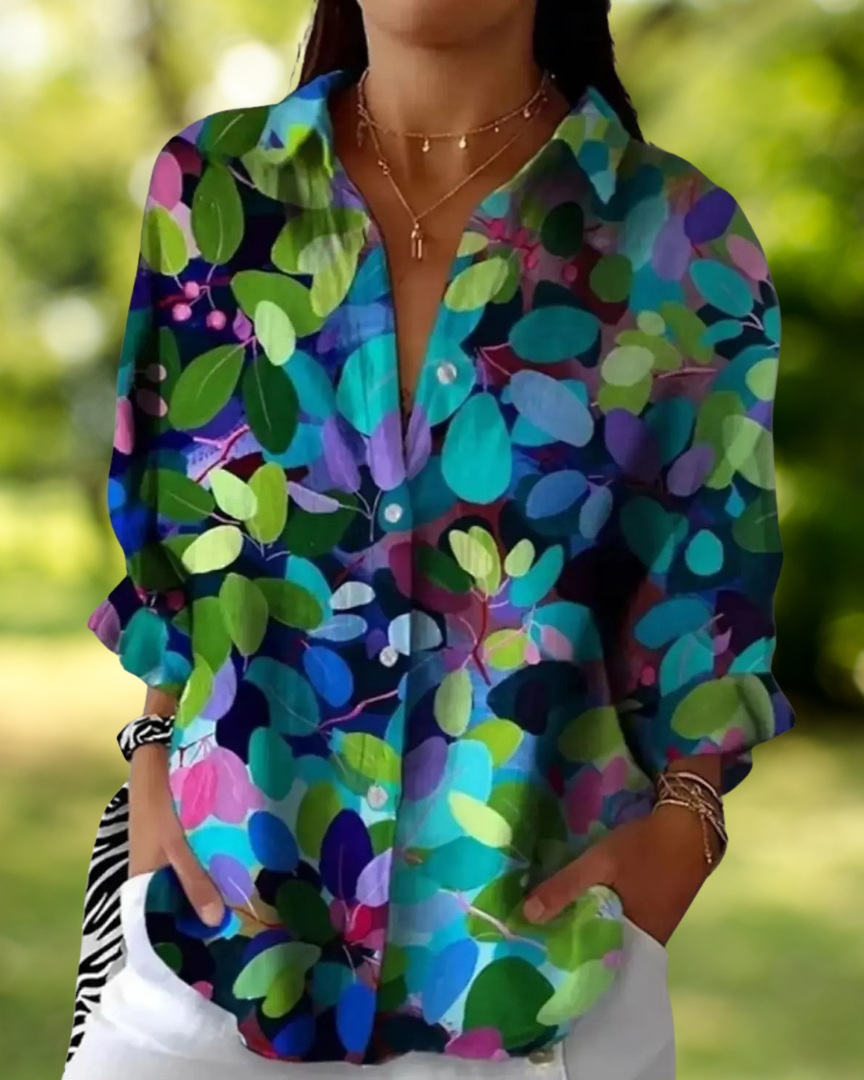 Blouse : Catalina Vibrant Artistic Print in van Paper Favor