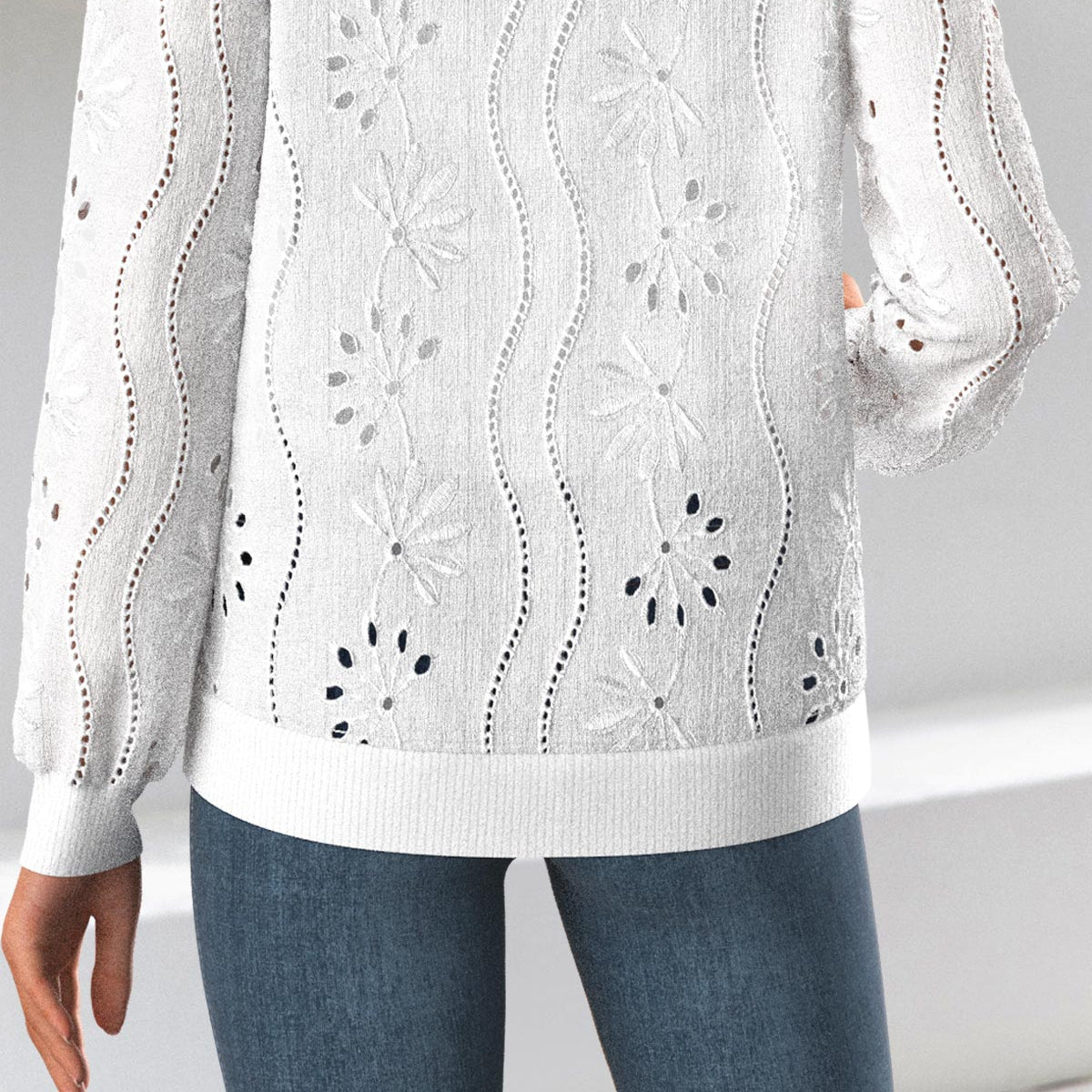 Women's Claire White Jacquard Long-Sleeve Track Jacket with Stand
