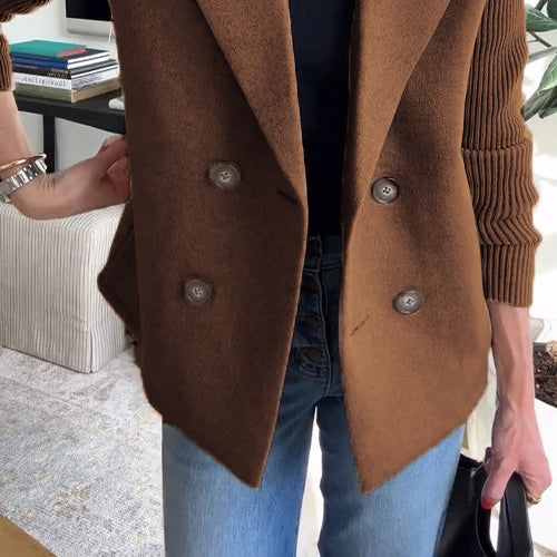 : TASHA CASUAL BLAZER COAT in Dark Brown van Paper Favor