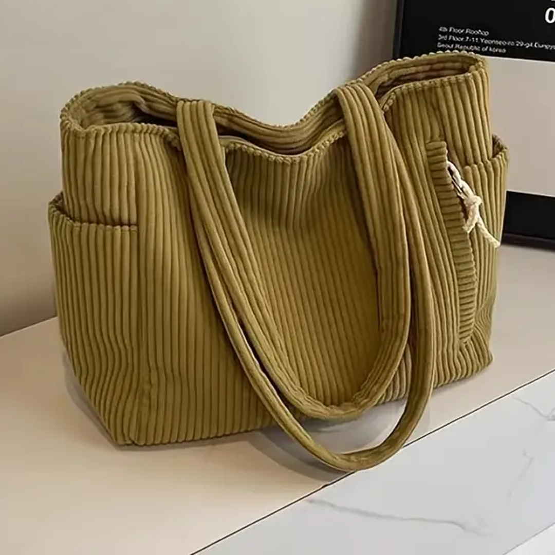 Tilda Ribbed Tote Bag with Cord Detailing