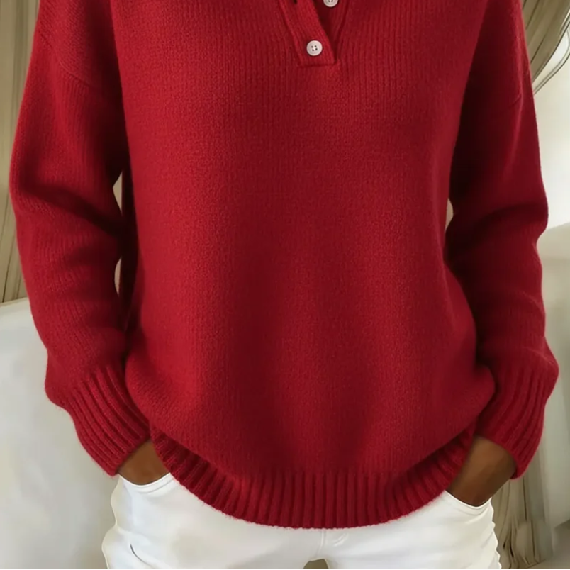 Women's Cozy Soft Knit Polo Sweater