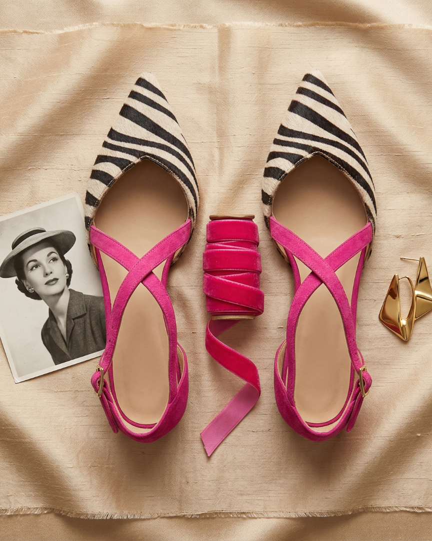 : Fern - Ballet Flats with Straps in van Paper Favor