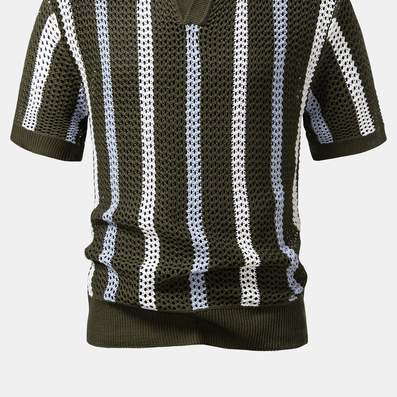 Men's Striped V-Neck Polo Shirt