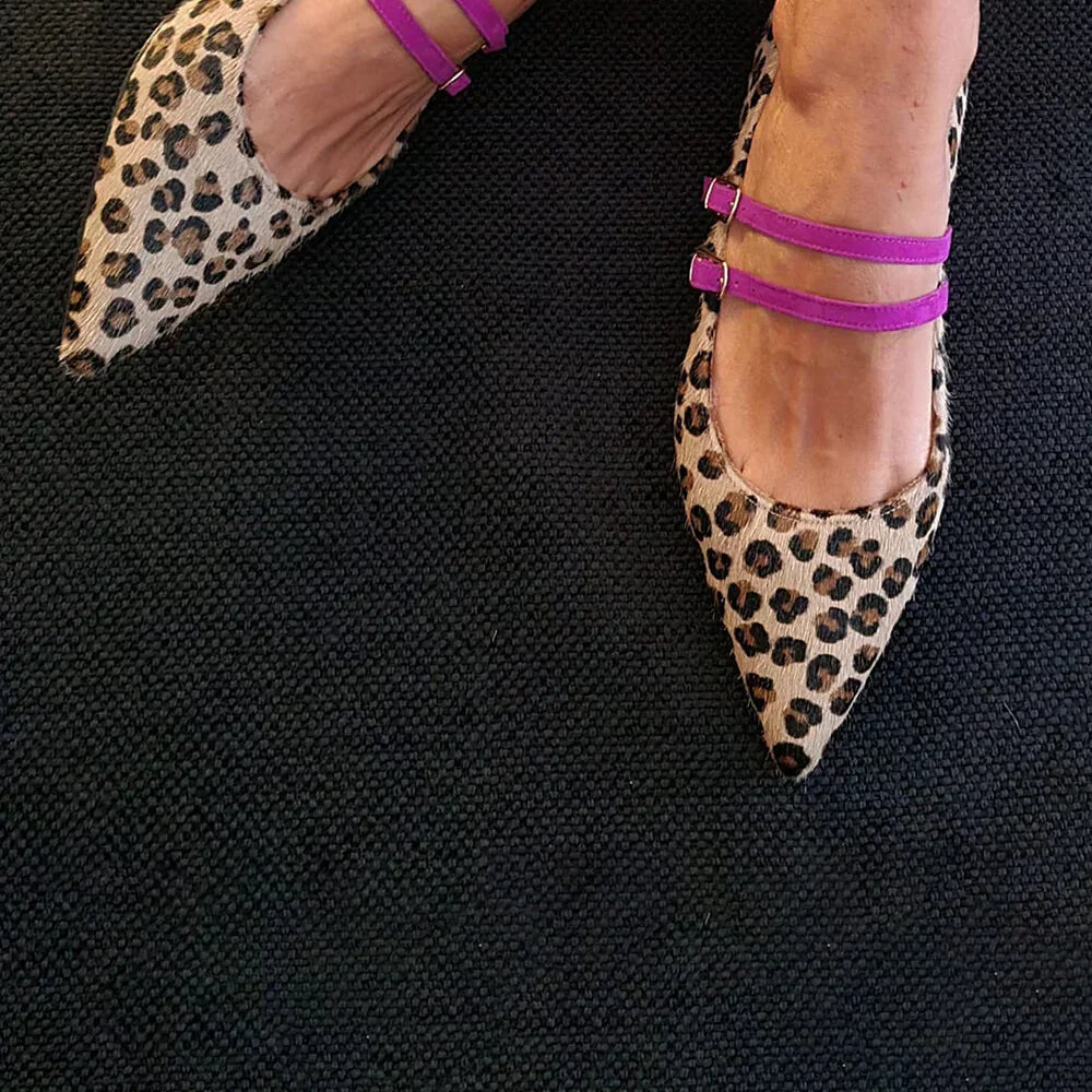 Women's LEOPARD-PRINT STRAP FLATS