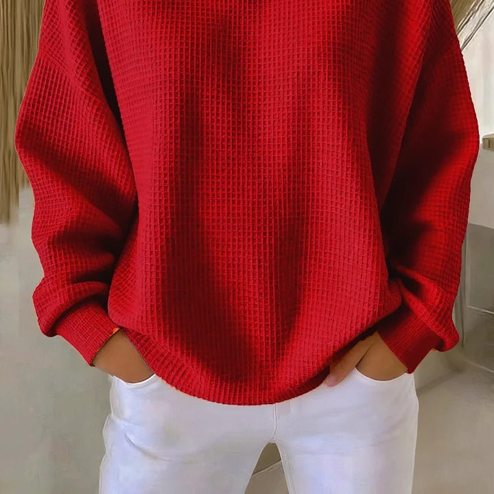 Sweater : Luna - Timeless Classic Sweater in Red van Paper Favor