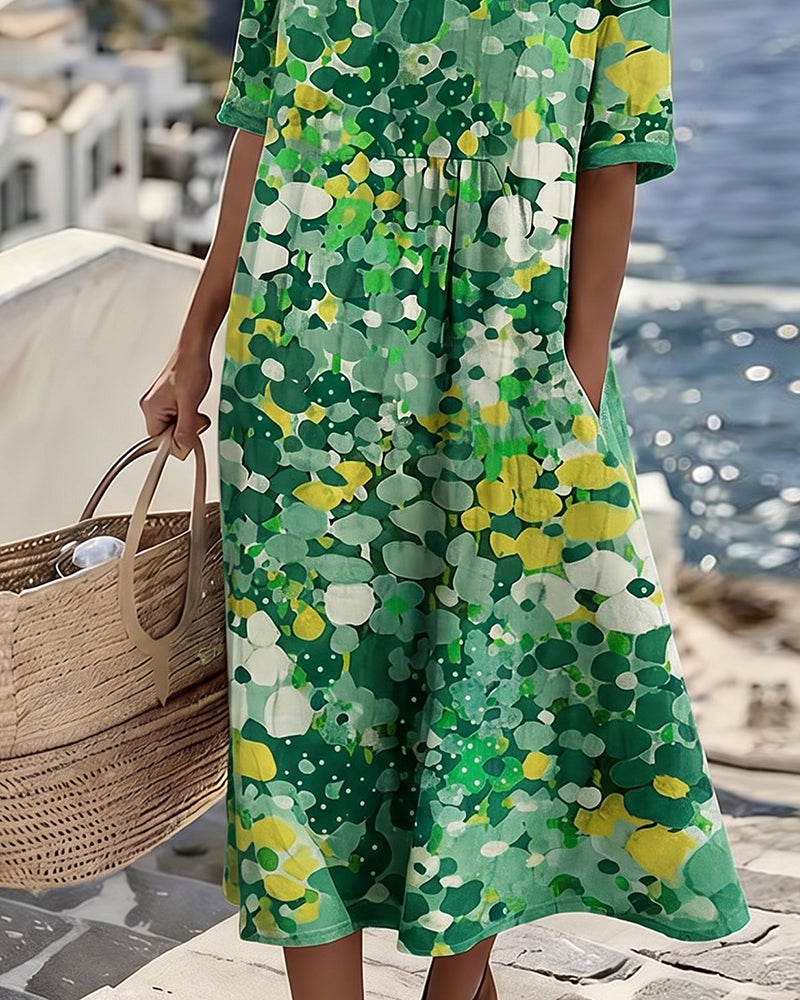 Dresses : ELENA™ - ELEGANT FLORAL SUMMER MIDI DRESS in van Paper Favor