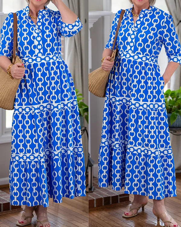 Dress : HAZEL | Chain Link Midi Dress in van Paper Favor