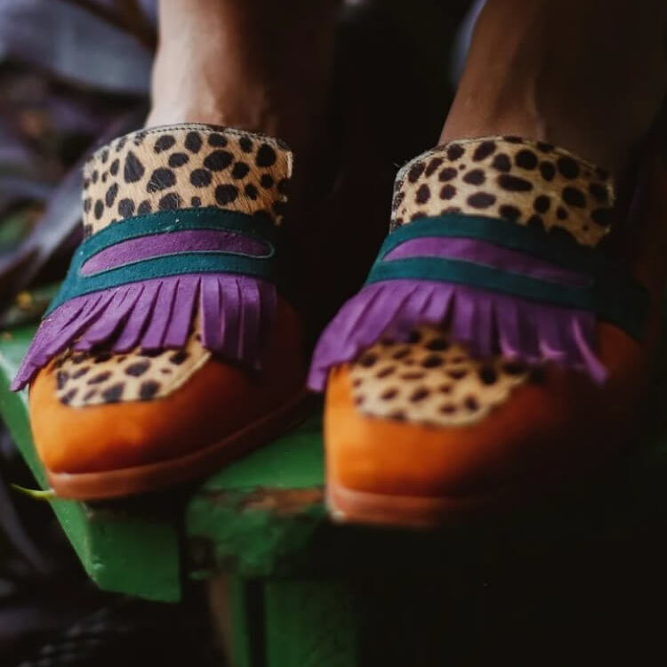 Women's LOAFER WITH FRINGES AND ANIMAL PRINT