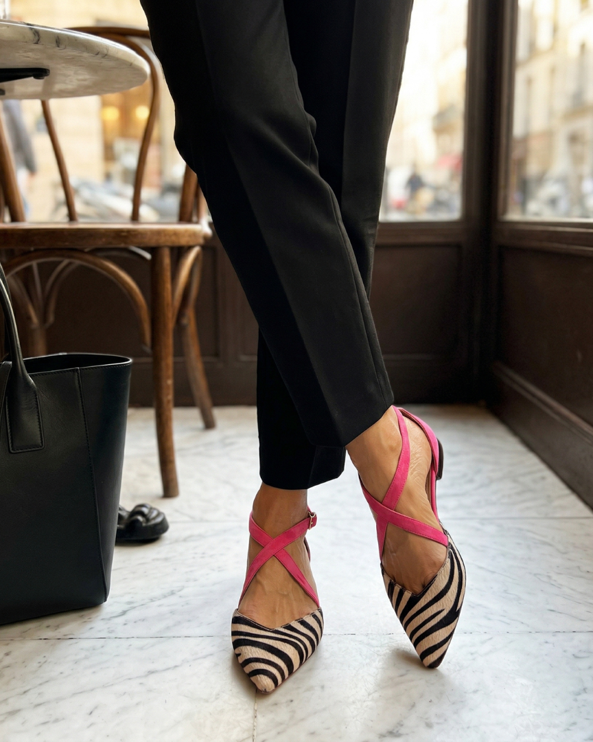 : Fern - Ballet Flats with Straps in van Paper Favor
