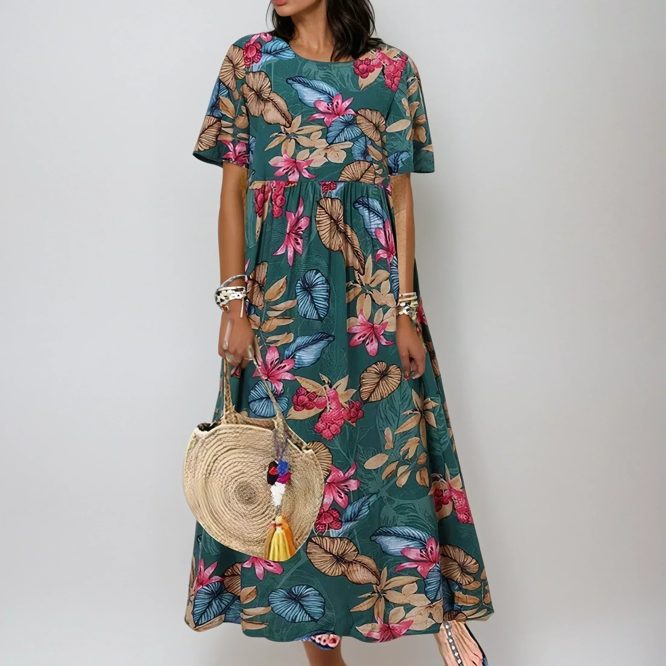 Dress : Piper | Graceful Summer Bloom in Green van Paper Favor