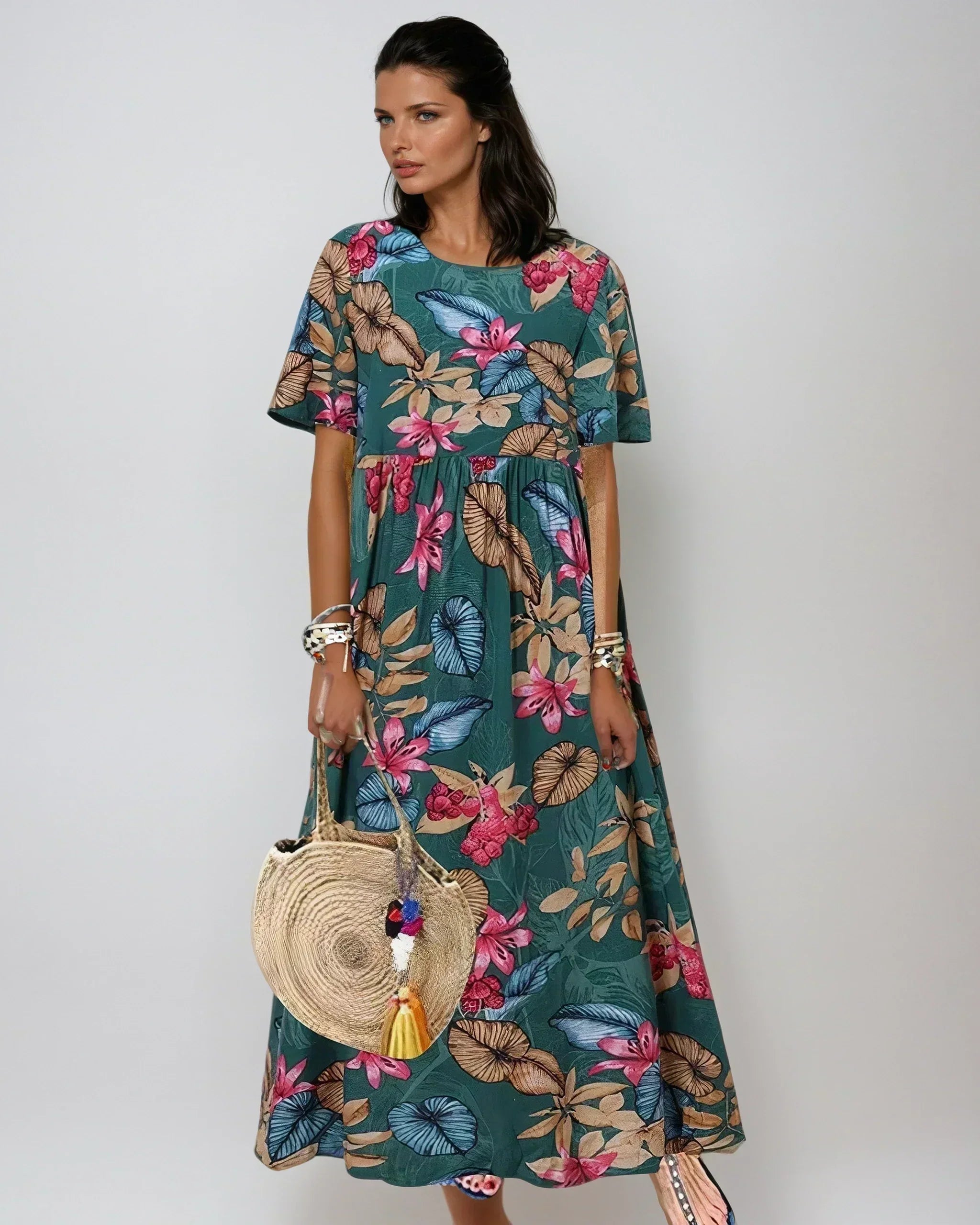 Dress : Piper | Graceful Summer Bloom in Green van Paper Favor