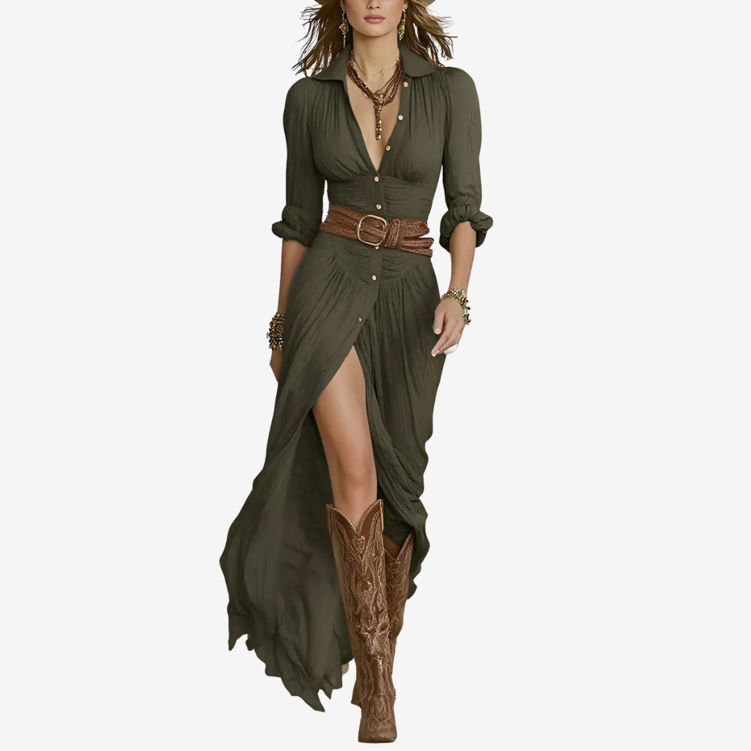 Women's Belted Maxi Dress – Effortless Elegance
