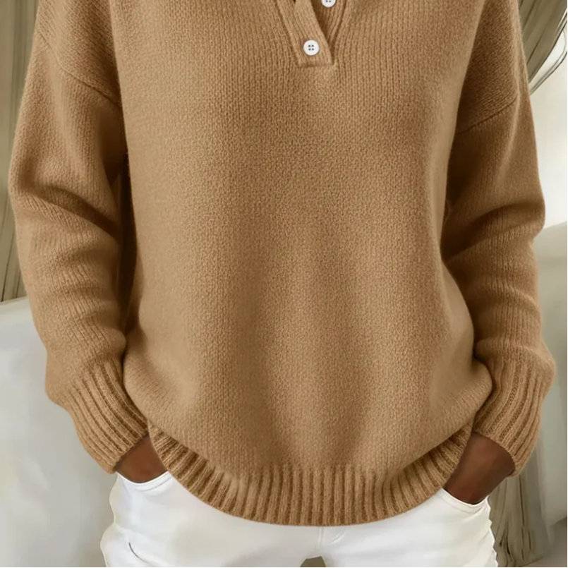Women's Cozy Soft Knit Polo Sweater