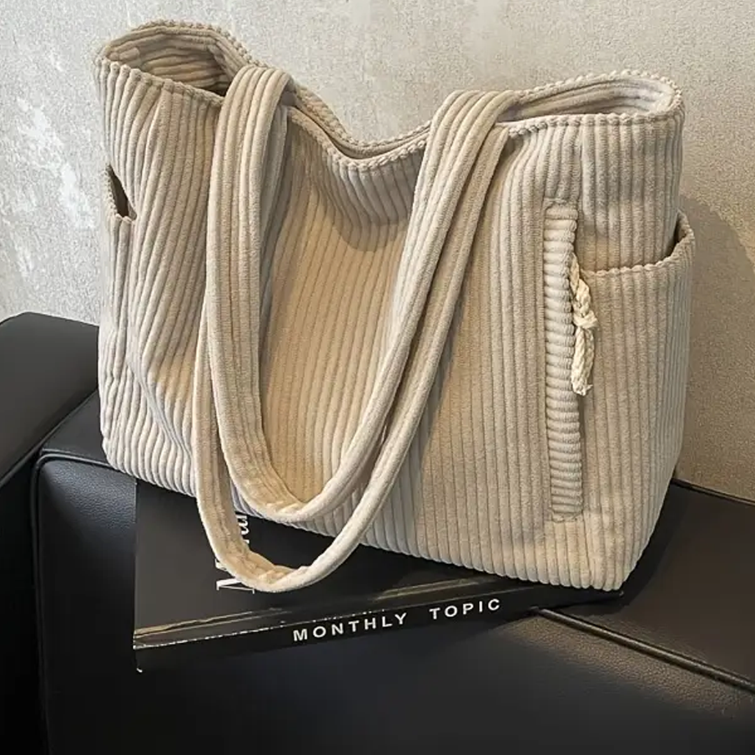 Tilda Ribbed Tote Bag with Cord Detailing