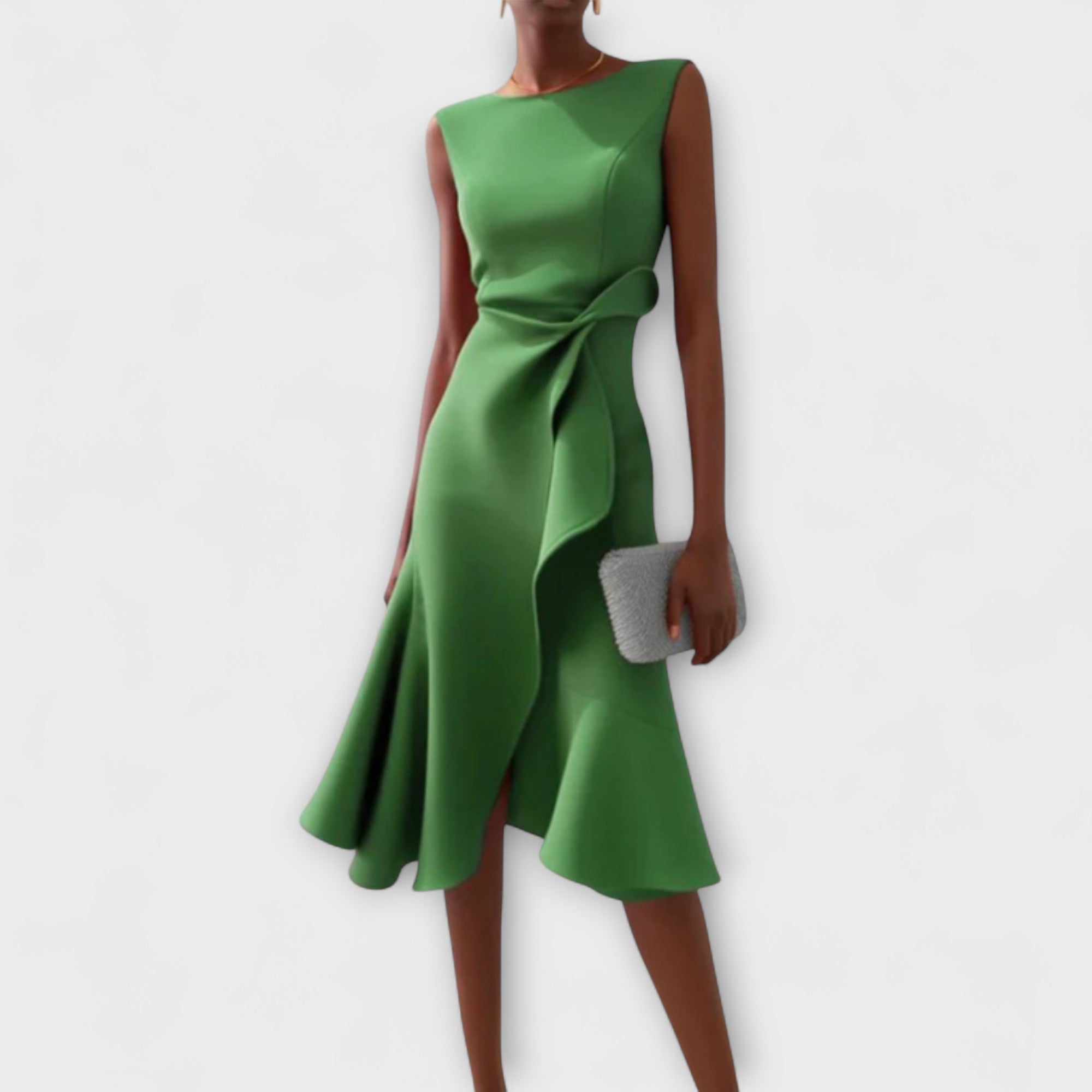 Women's Draped Asymmetric Midi Dress – Chic, Fluid Silhouette