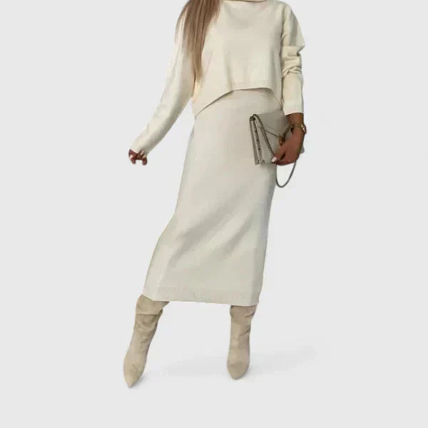 Women's Chic Dress and Turtleneck Sweater Set for Effortless Style