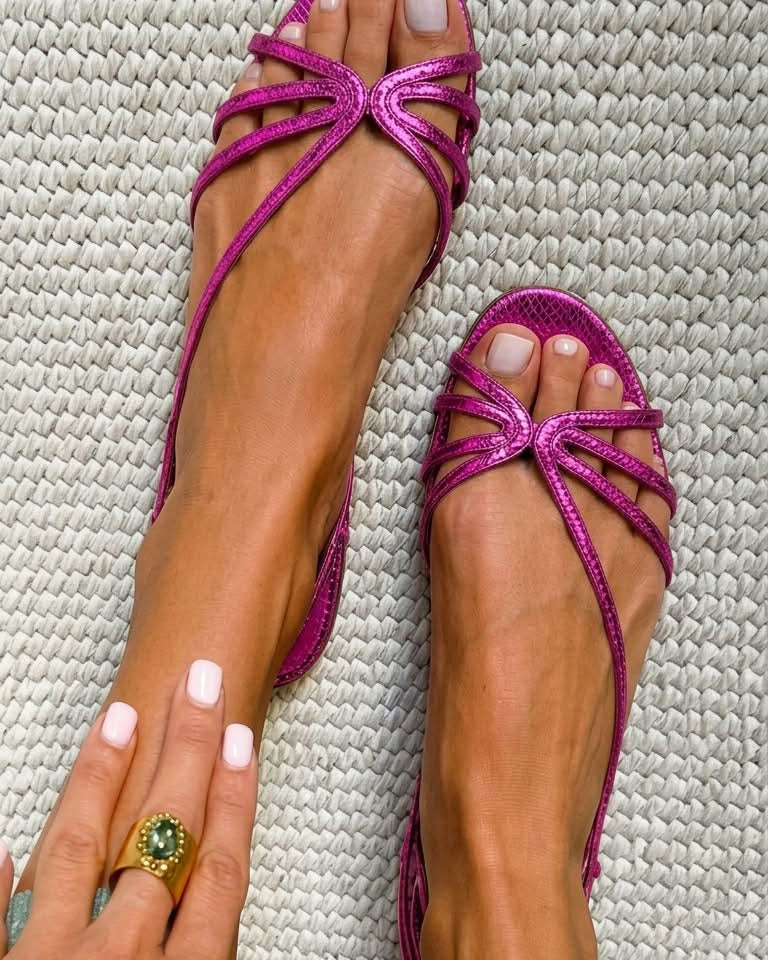 Shoes > Sandals : Serafina | Golden Sandals Summer Essence in Purple van Paper Favor