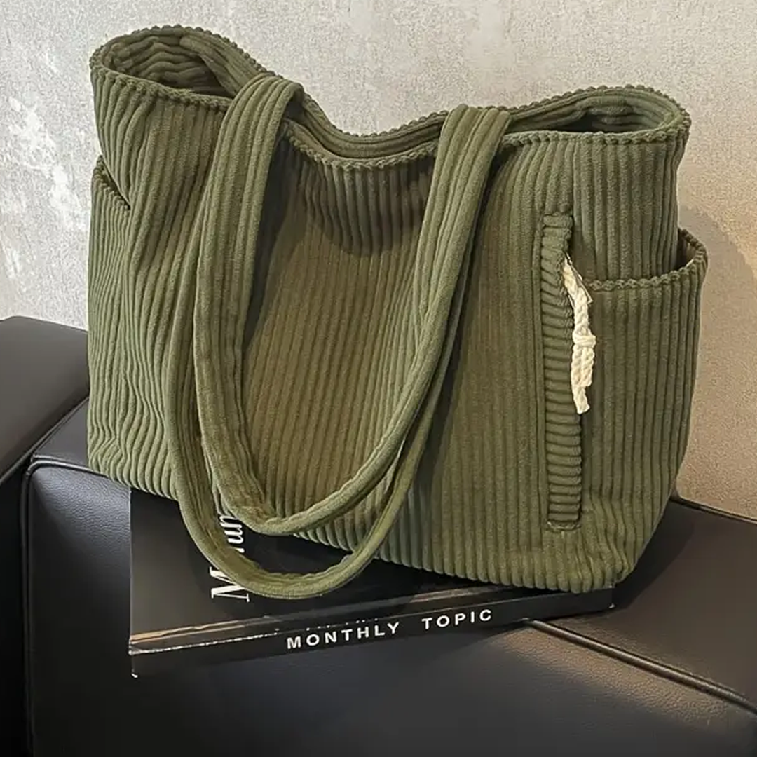 Tilda Ribbed Tote Bag with Cord Detailing