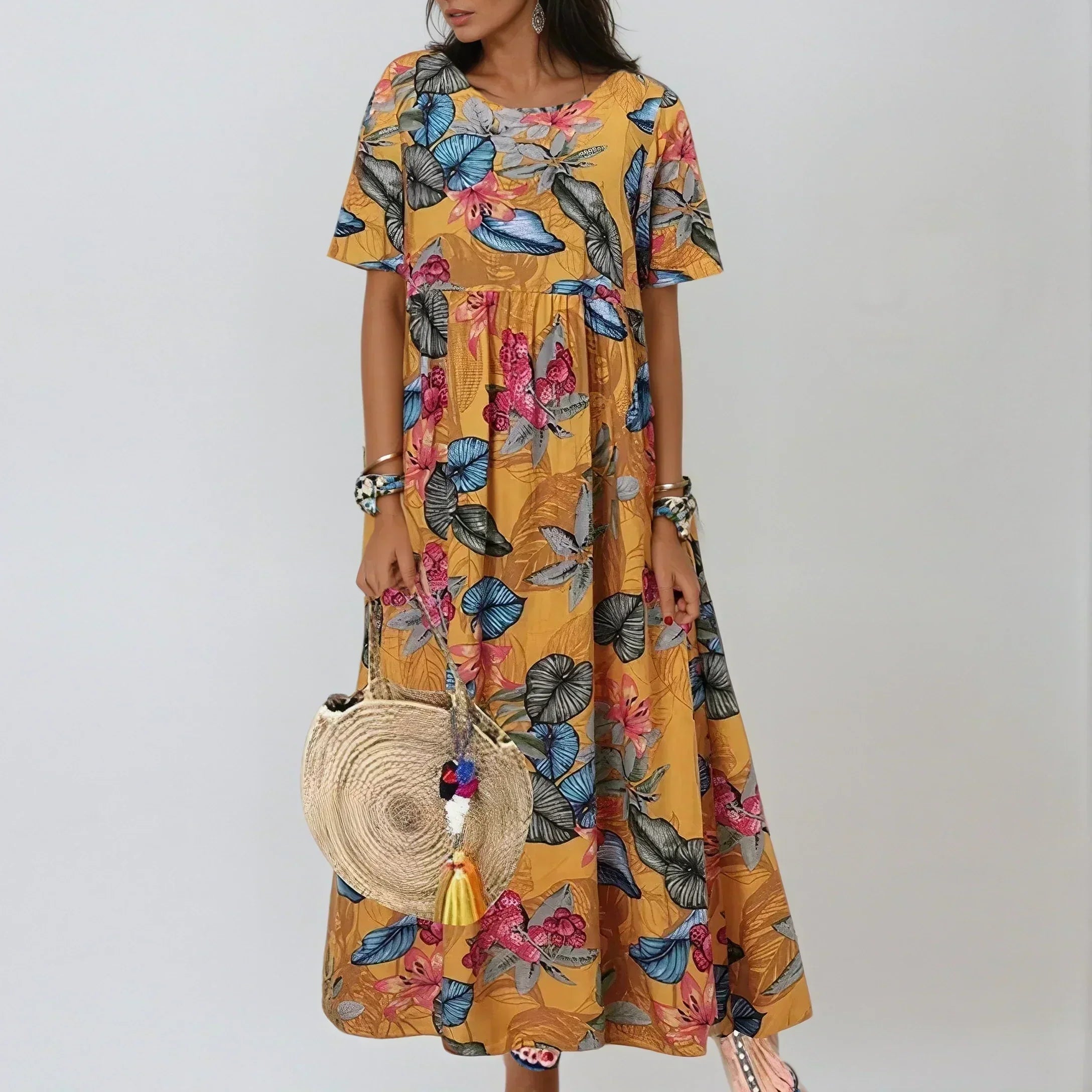 Dress : Piper | Graceful Summer Bloom in Yellow van Paper Favor