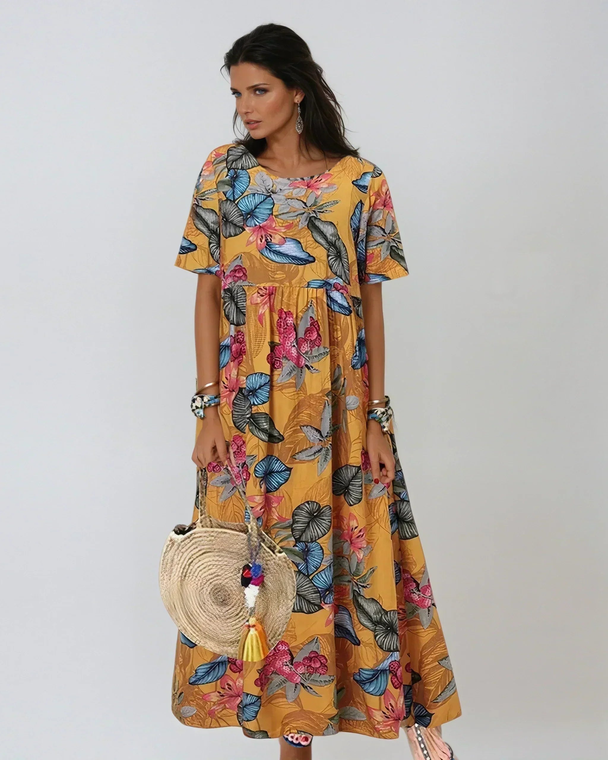 Dress : Piper | Graceful Summer Bloom in Yellow van Paper Favor